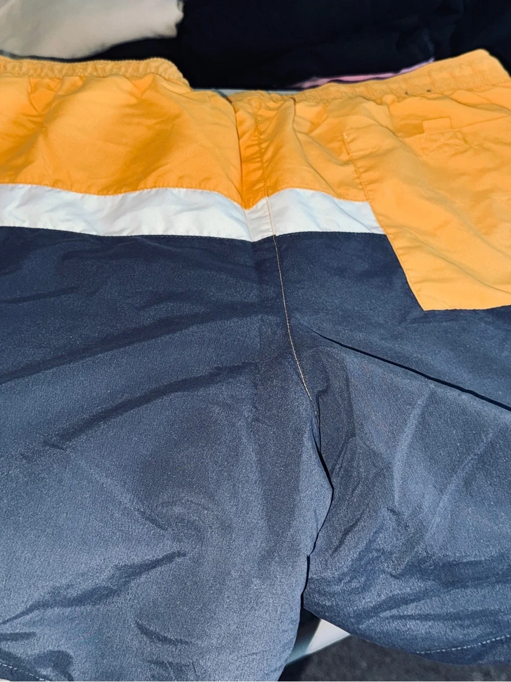 Forever 21 Yellow & White Elastic Swim Shorts